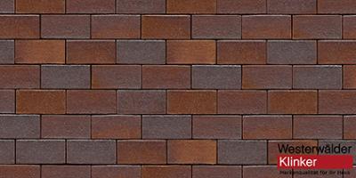 Тротуарная клинкерная брусчатка PK84 Rotbraun-bunt 200x100x40 Westerwalder Klinker